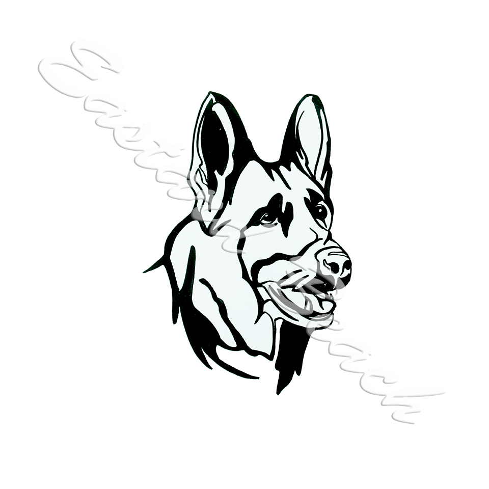 960x960 Download Isolated Black Outline Head Of German Shepherd On White