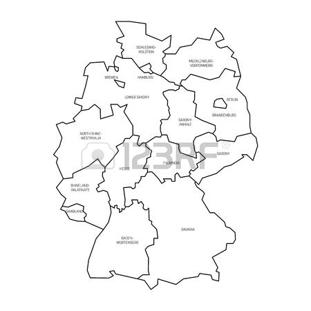 450x450 Map Of Germany Devided To 13 Federal States And 3 City States