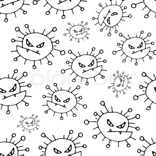 320x320 Vector Doodle Bacteria Germs Or Cartoon Monsters Seamless Pattern