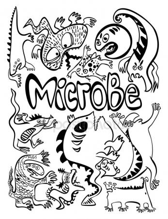 347x450 Vector Cartoon Evil Bacteria Germs. Angry Agressive Cute Virus Set