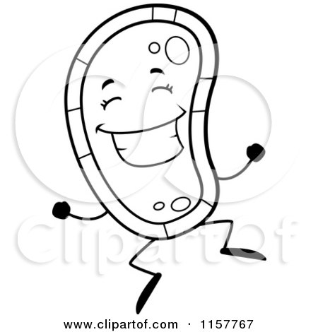 450x470 Cartoon Clipart Of A Black And White Happy Jumping Germ Character