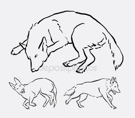450x395 German Shepherd Pet Dog Mammal Animal Line Art Drawing Stock