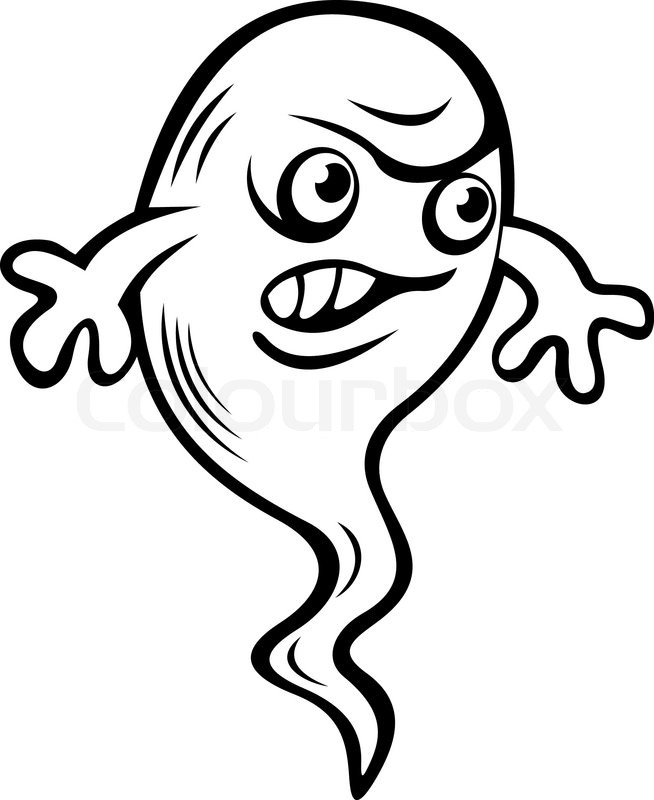 654x800 Black And White Doodle Sketch Of A Frightening White Ghost