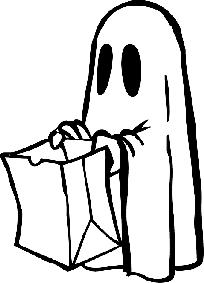 800x1108 Ghost, Spooky, Outline, Drawing, White, Cartoon, Bag