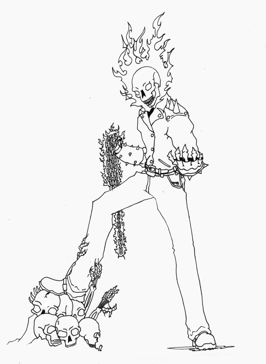 900x1230 Ghost Rider Outline By Bardielunit03