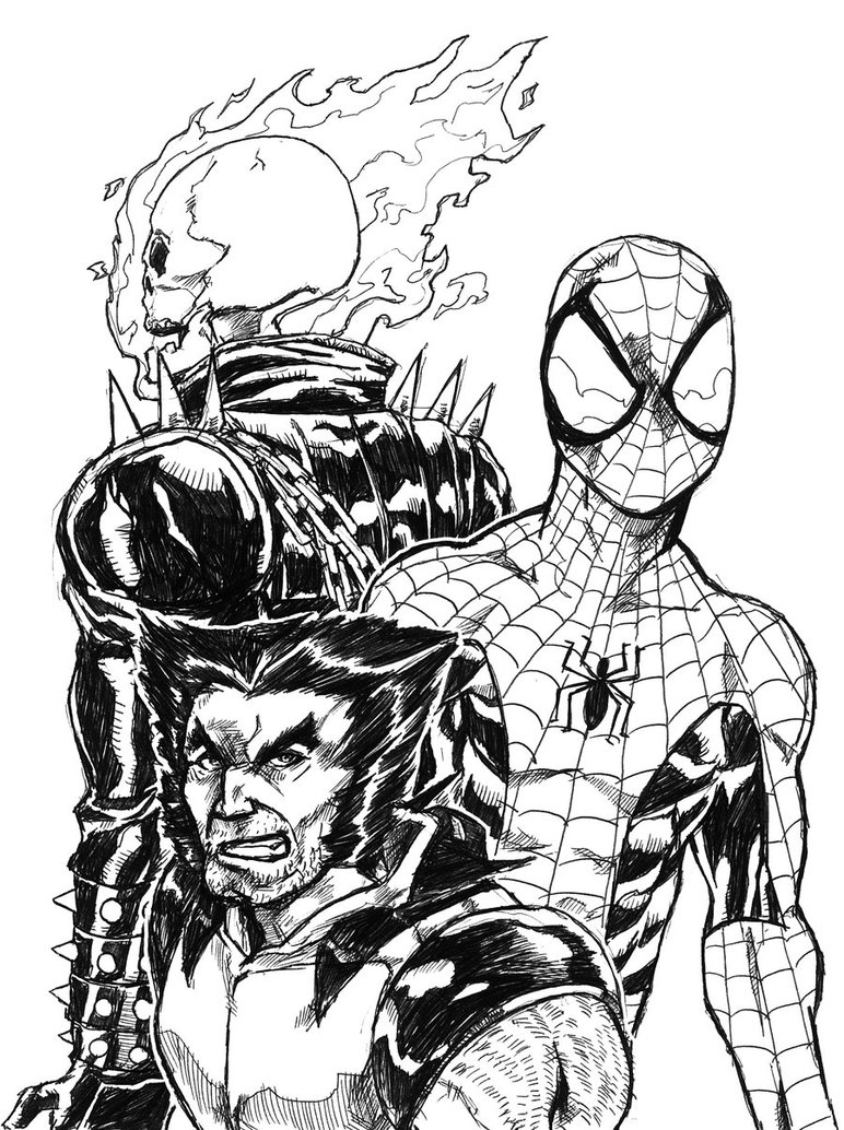 772x1034 Spider Man, Wolverine And Ghost Rider By J Garou