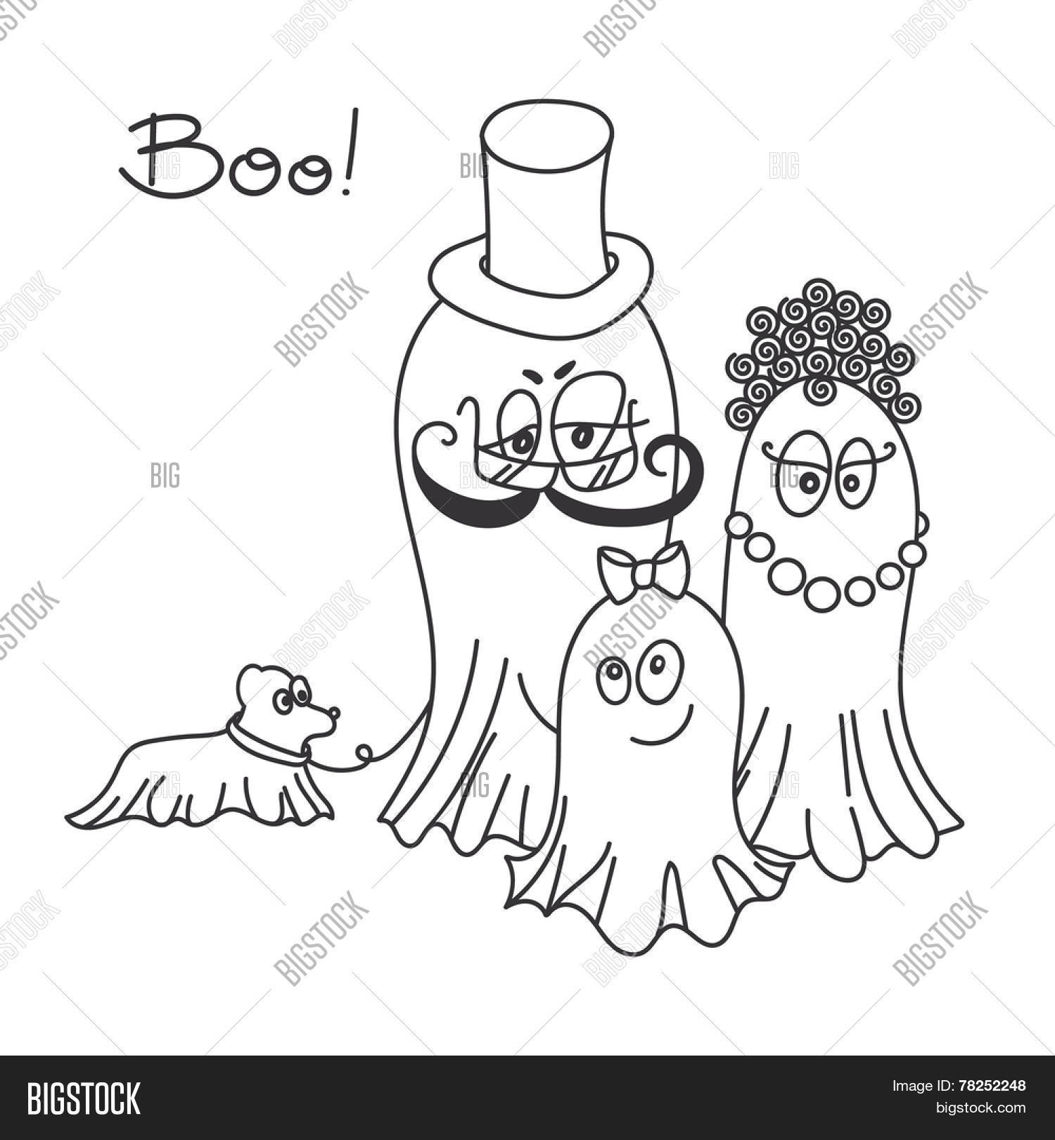 1500x1620 Lovely Ghosts Family. Drawing Vector Amp Photo Bigstock