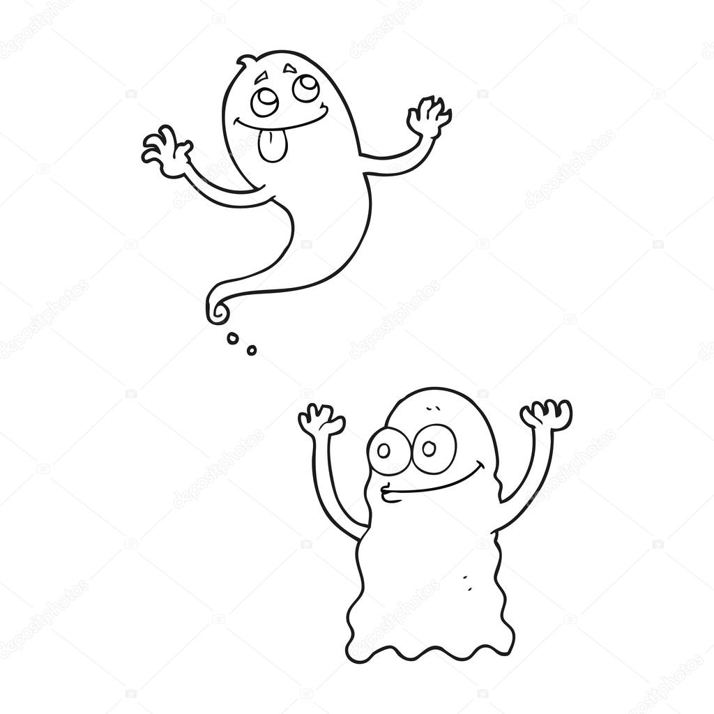 1024x1024 Black And White Cartoon Ghosts Stock Vector Lineartestpilot