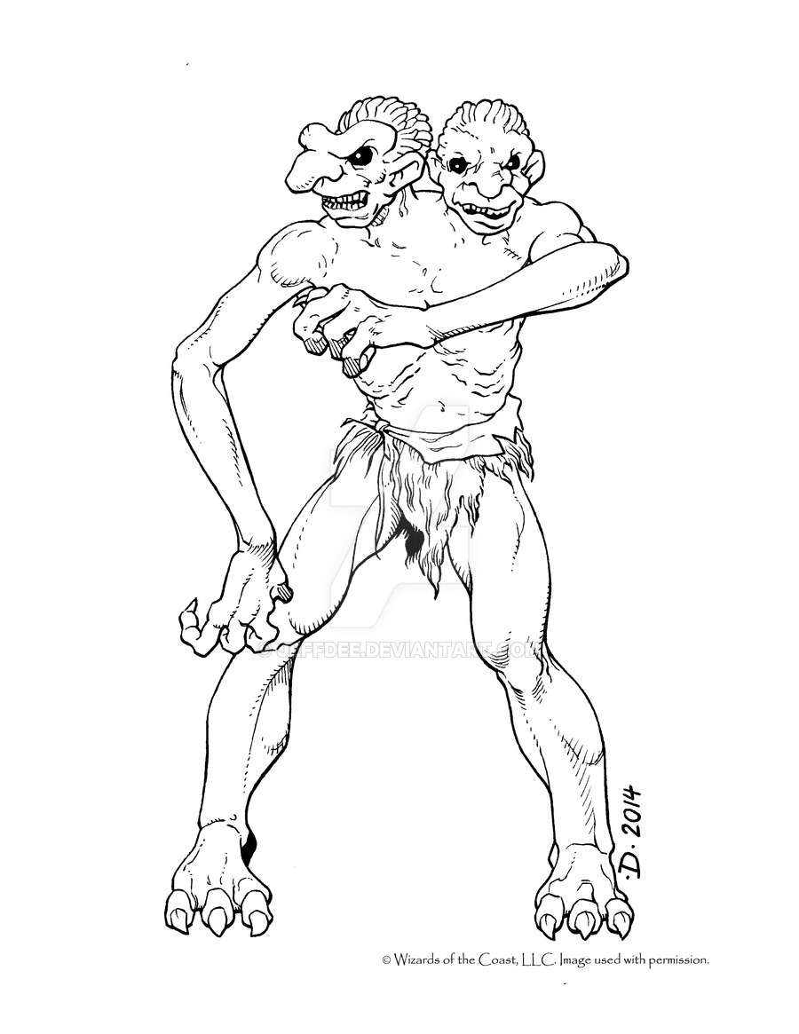 900x1165 Giant Two Headed Troll By Jeffdee