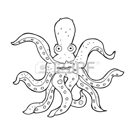 450x450 Cartoon Giant Octopus With Thought Bubble Royalty Free Cliparts