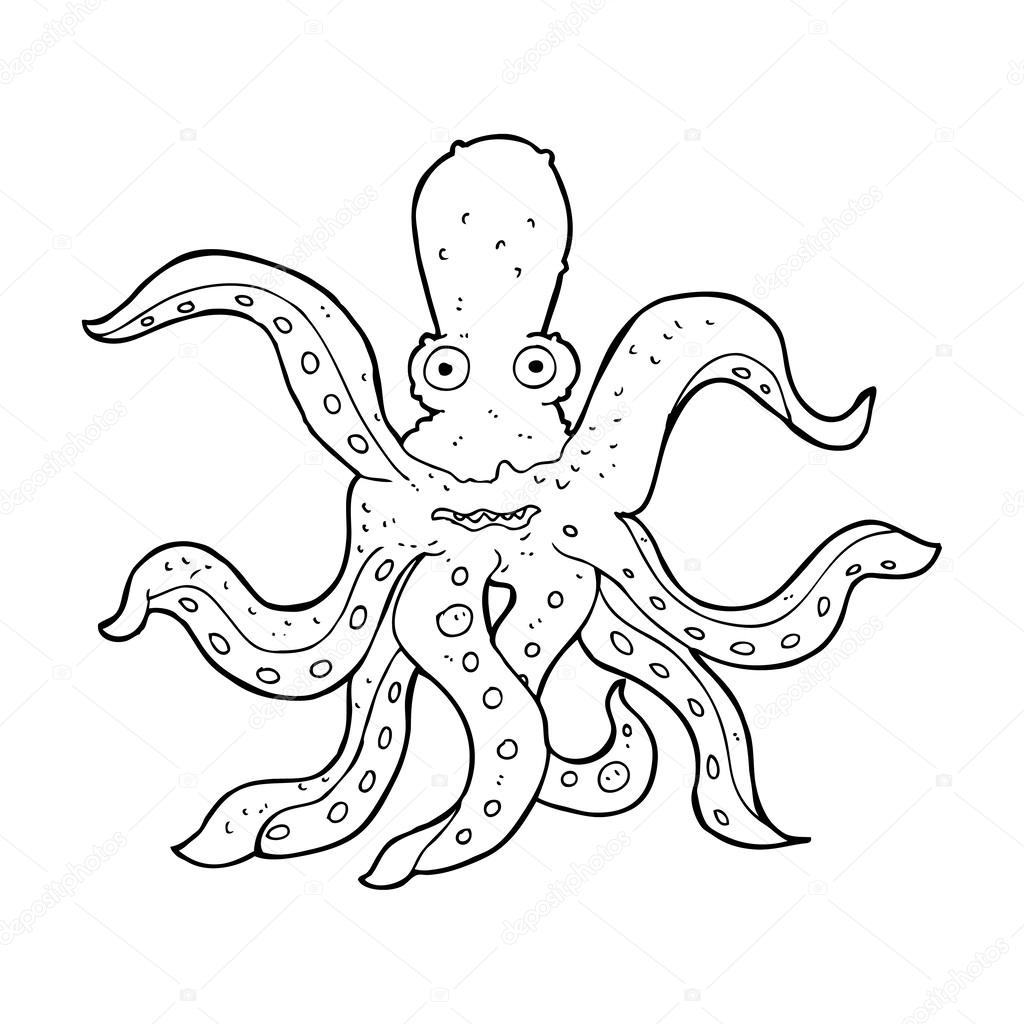 1024x1024 Cartoon Giant Octopus Stock Vector Lineartestpilot