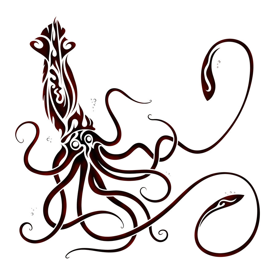 894x894 Tribal Giant Squid By Dessins Fantastiques