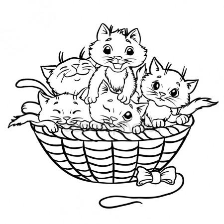 450x450 Cute Kittens In The Basket Stock Vector Efoxly