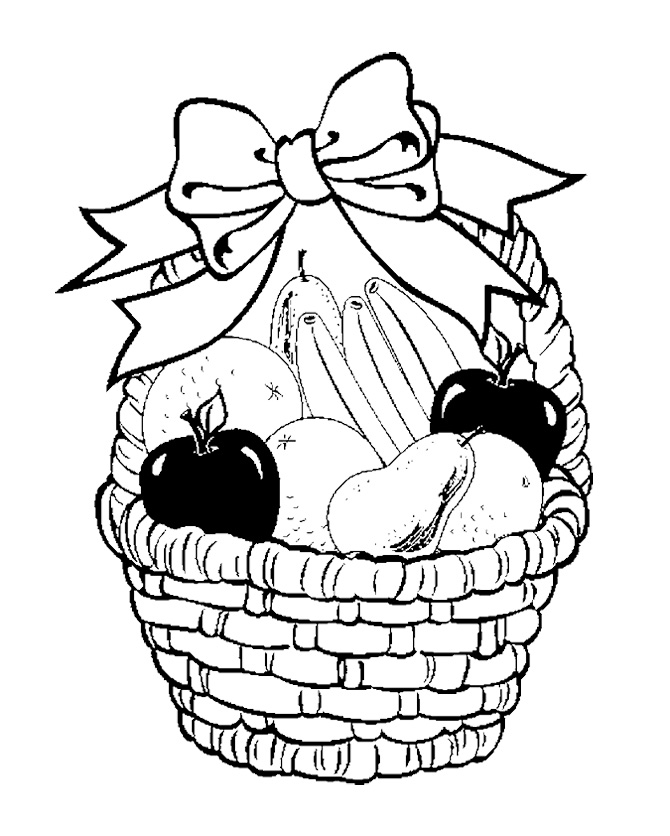 670x836 Fruit Basket In Your Decorate With Ribbon Coloring Page For Kids
