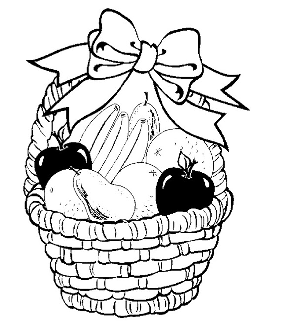 573x650 Fruit Basket Coloring Pages To Print Food
