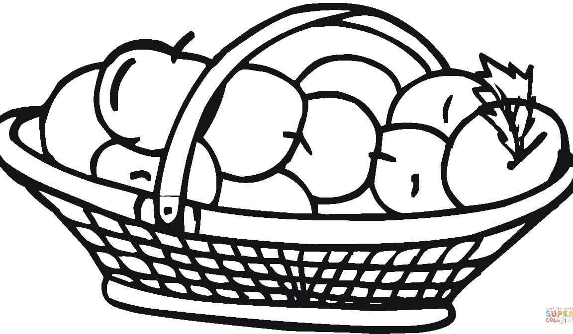 1152x673 Coloring Page Of Fruit And Apple Basket Free Printable Kids Color