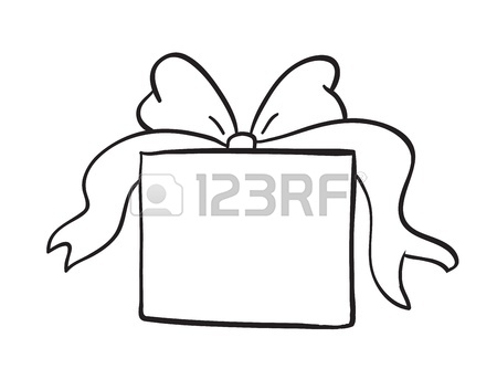 450x353 Detailed Sketch Of Gift Box On A White Background Royalty Free