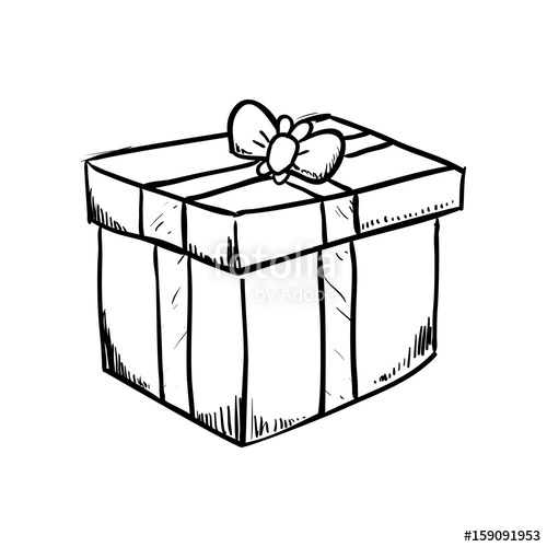 500x500 Gift Box Draw Icon Vector Illustration Graphic Design Stock Image