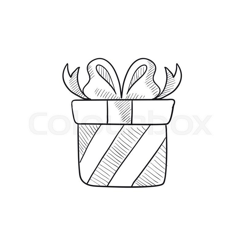 800x800 Gift Box Vector Sketch Icon Isolated On Background. Hand Drawn