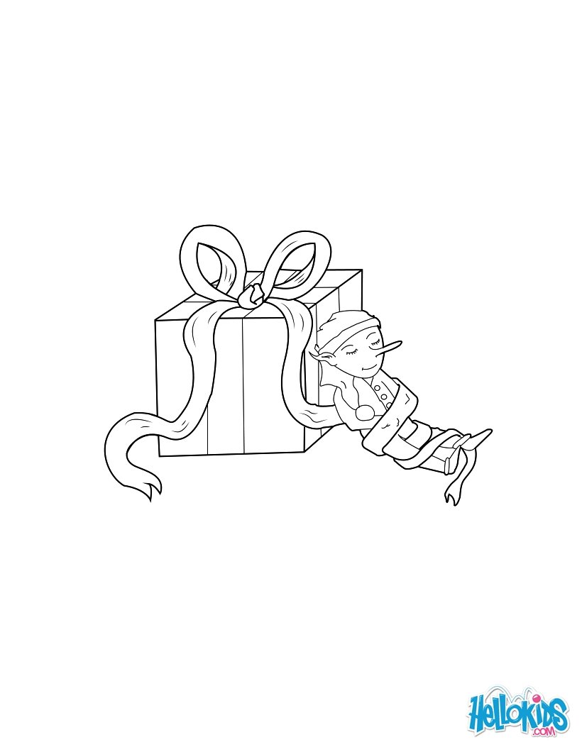 820x1060 Gift Box With Elf Coloring Pages