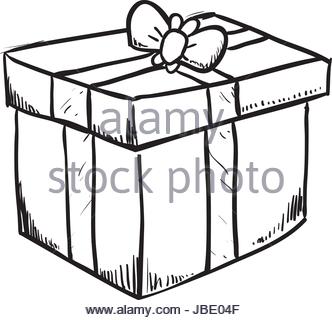 332x320 Vector Doodle Gift Box Icon Illustration With Color, Drawn