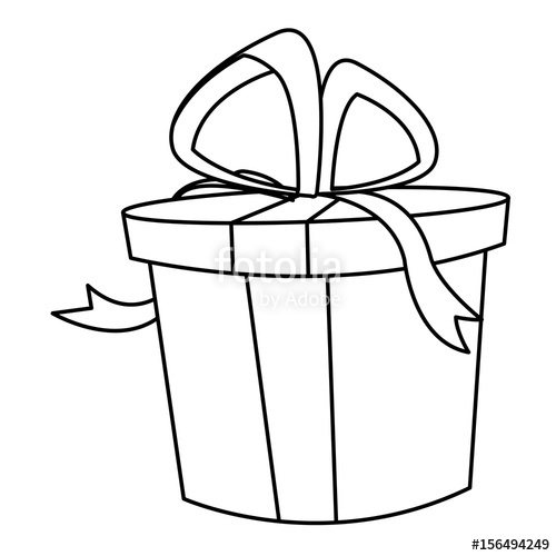 500x500 Christmas Gift Box Bow Decoration Icon Vector Illustration Stock