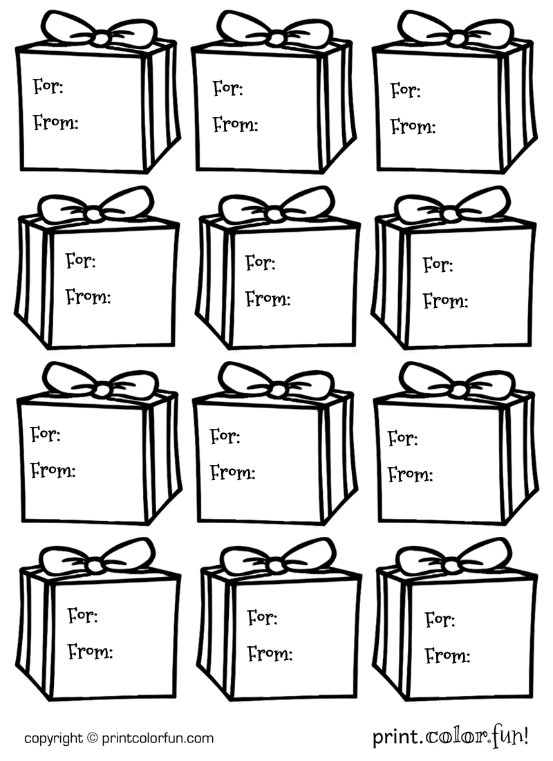 800x1100 Gift Box Gift Tags Coloring Page