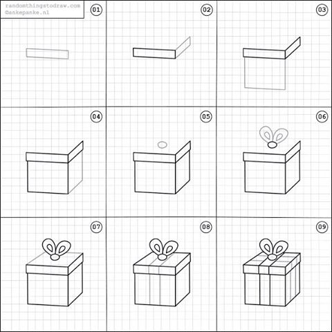 480x480 How To Draw A Gift. Cartooning Gift, Doodles