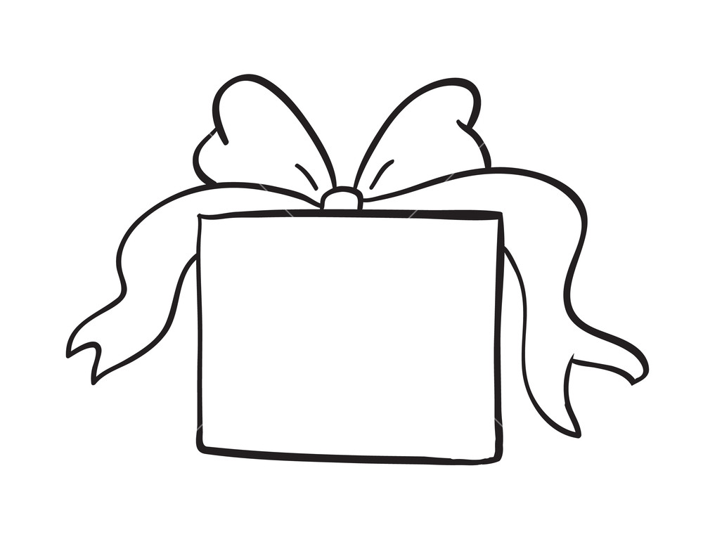 1000x784 Detailed Sketch Of Gift Box On A White Background Royalty Free