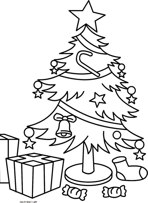 600x821 Christmas Tree And Gift Coloring Page Christmas Embroidery