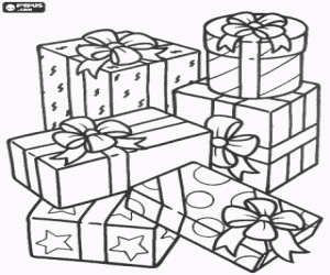 300x250 Christmas Gifts Or Christmas Presents Coloring Pages Printable