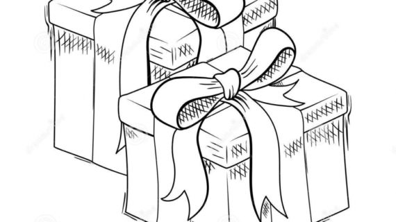 570x320 Christmas Gift Drawings Christmas Gift Sketch Royalty Free Stock