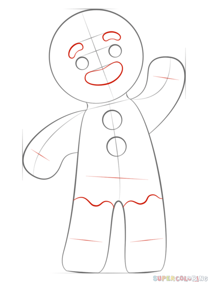 424x575 How To Draw A Gingerbread Man Step By Step Drawing Tutorials