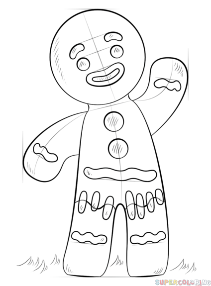 424x575 How To Draw A Gingerbread Man Step By Step Drawing Tutorials
