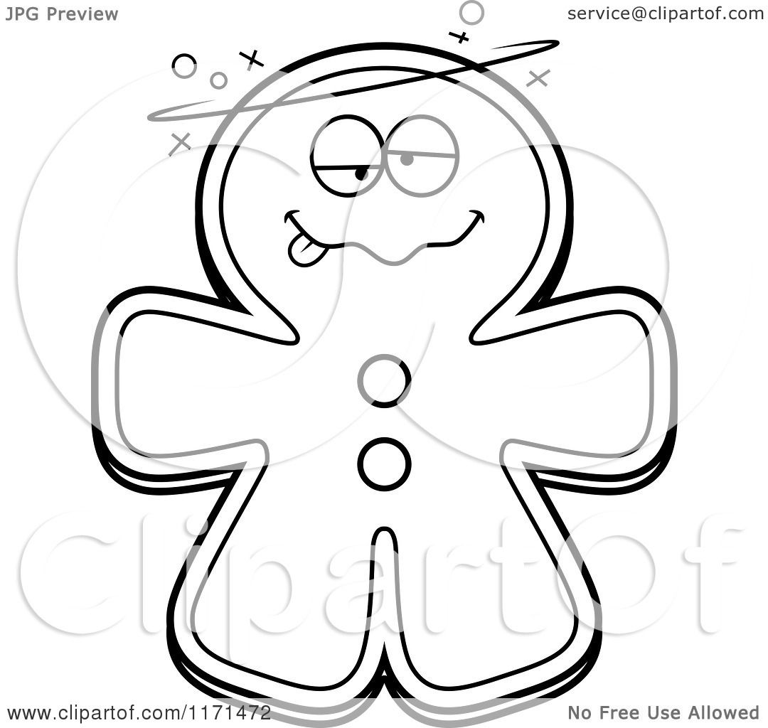 1080x1024 Cartoon Clipart Of A Drunk Gingerbread Man Mascot