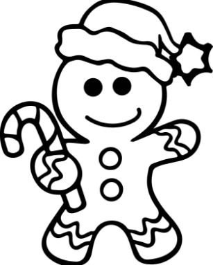 307x383 Coloring Page Gingerbread Man Drawing Board Weekly