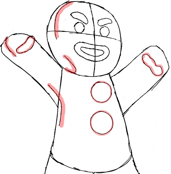 600x611 How To Draw Gingerbread Man From Shrek With Easy Steps Drawing