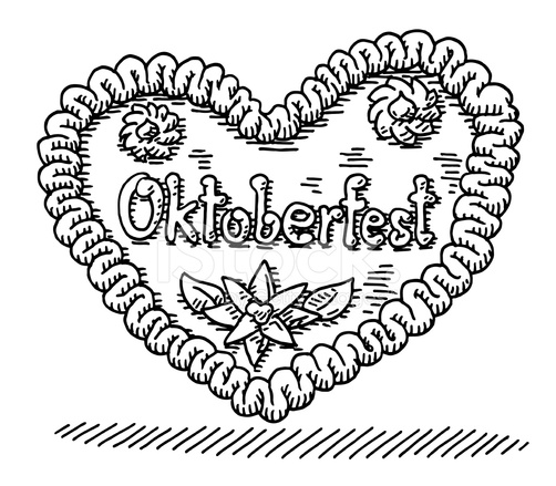 502x439 Oktoberfest Gingerbread Heart Drawing Stock Vector