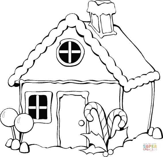 567x544 Christmas Gingerbread House Coloring Page Free Printable