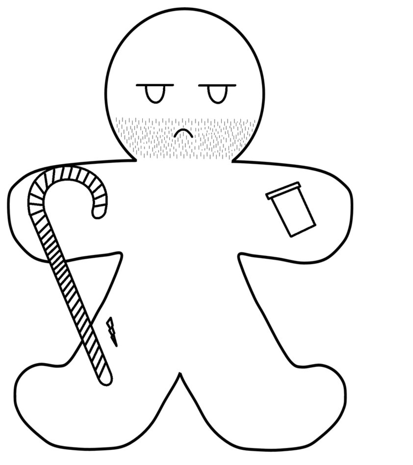 842x949 Gingerbread Man Outline