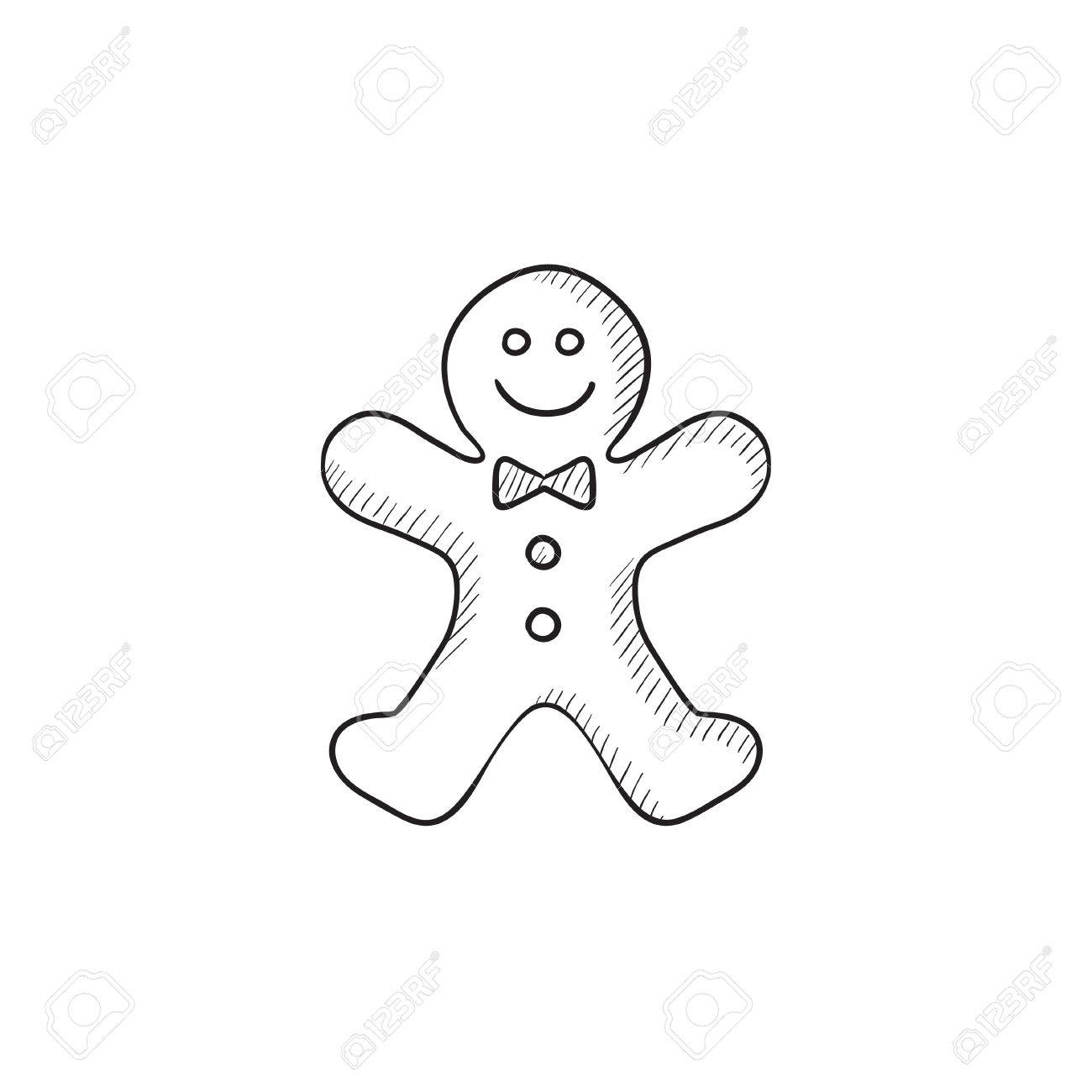 1300x1300 Gingerbread Man Vector Sketch Icon Isolated On Background. Hand
