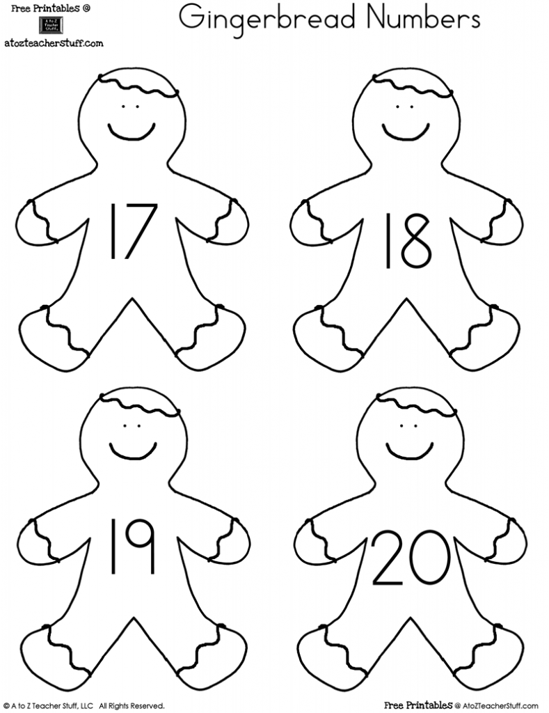 789x1024 Printable Gingerbread Man Numbers 1 To 20 A To Z Teacher Stuff