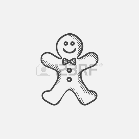 450x450 Gingerbread Man Sketch Icon For Web, Mobile And Infographics