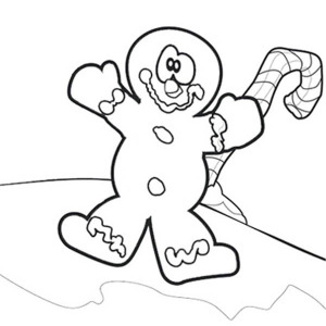 300x300 Gingerbread Men With Candy Cane Coloring Page Coloring Sun