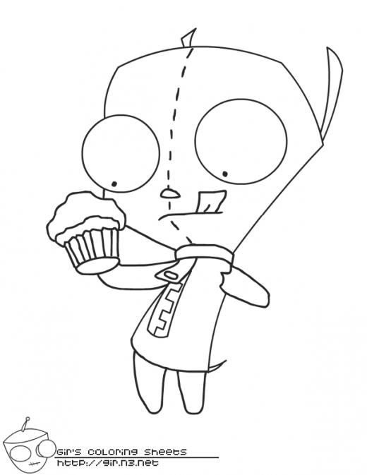 520x673 Gir From Invader Zim Coloring Pages To Print