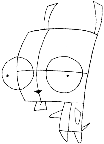 350x484 How To Draw Gir From Invader Zim With Step By Step Drawing Lesson