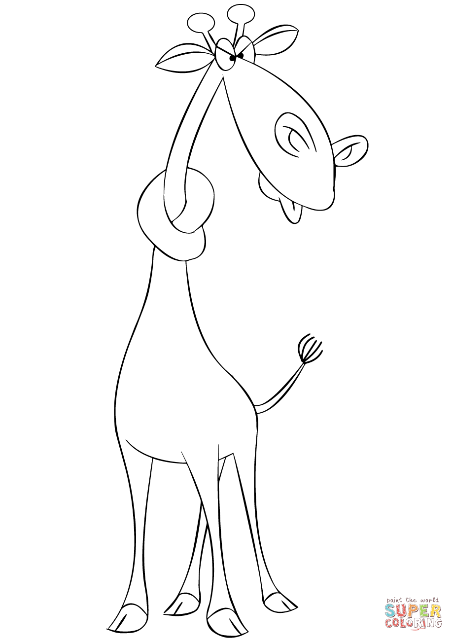 919x1300 Cartoon Giraffe With Neck In A Knot Coloring Page Free Printable