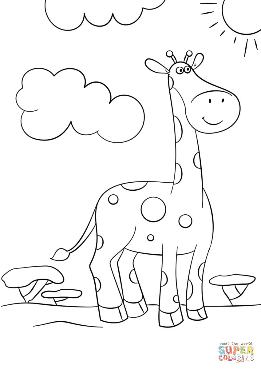 849x1200 Cute Cartoon Giraffe Coloring Page Free Printable Coloring Pages