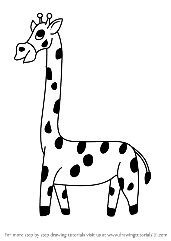 566x800 Learn How To Draw A Cartoon Giraffe (Cartoon Animals) Step By Step