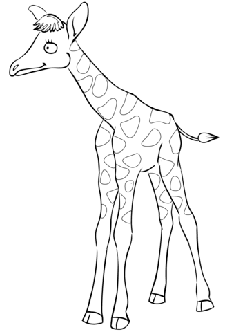 339x480 Cute Cartoon Baby Giraffe Coloring Page Free Printable Coloring